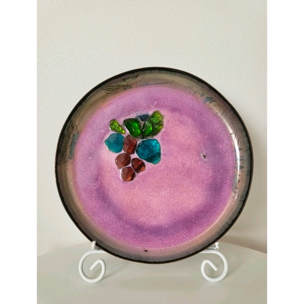 Handcrafted Purple Ceramic Plate with Artistic Design